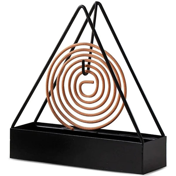 Triangle-Shaped Iron Mosquito Coil Holder | Creative Hanging & Standing Incense Burner | Durable Metal Design