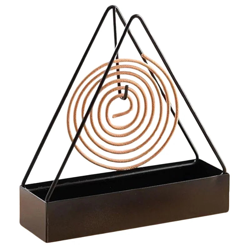 Triangle-Shaped Iron Mosquito Coil Holder | Creative Hanging & Standing Incense Burner | Durable Metal Design