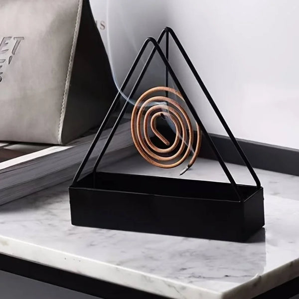 Triangle-Shaped Iron Mosquito Coil Holder | Creative Hanging & Standing Incense Burner | Durable Metal Design